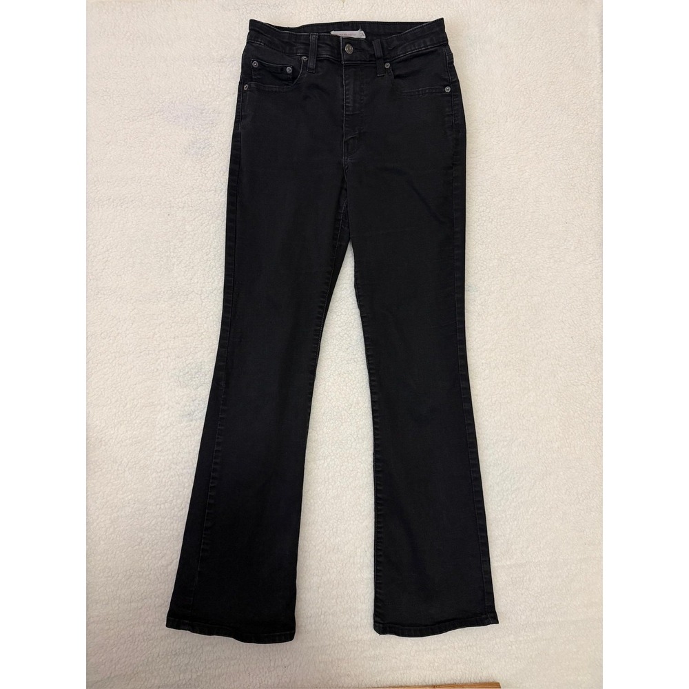 Levis 725 High Rise Bootcut Jeans Womens 30 Black Dark Wash Stretch Denim